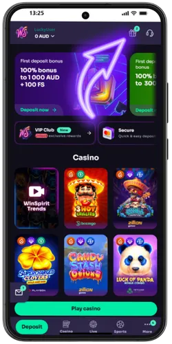 WinSpirit account dashboard